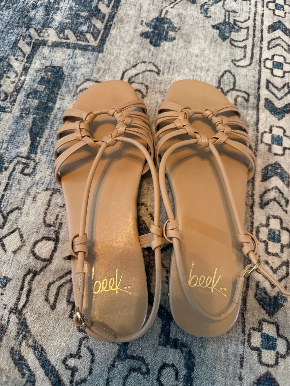 Women’s Beek Livia Knotted Leather Strap Nude Ring-Detail Sandals - Picture 4 of 4